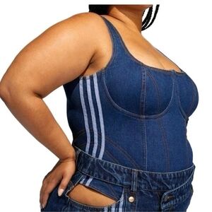 Adidas X Ivy Park Denim Rodeo Bodysuit Dark Denim Size 2XL